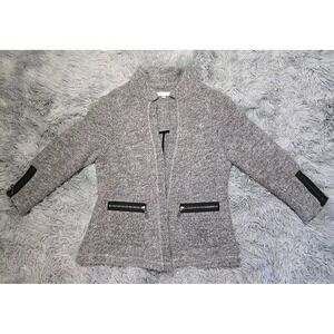 Drew Made in USA Lambswool Blend Women's Open Cardigan Sweater Size Small Gray